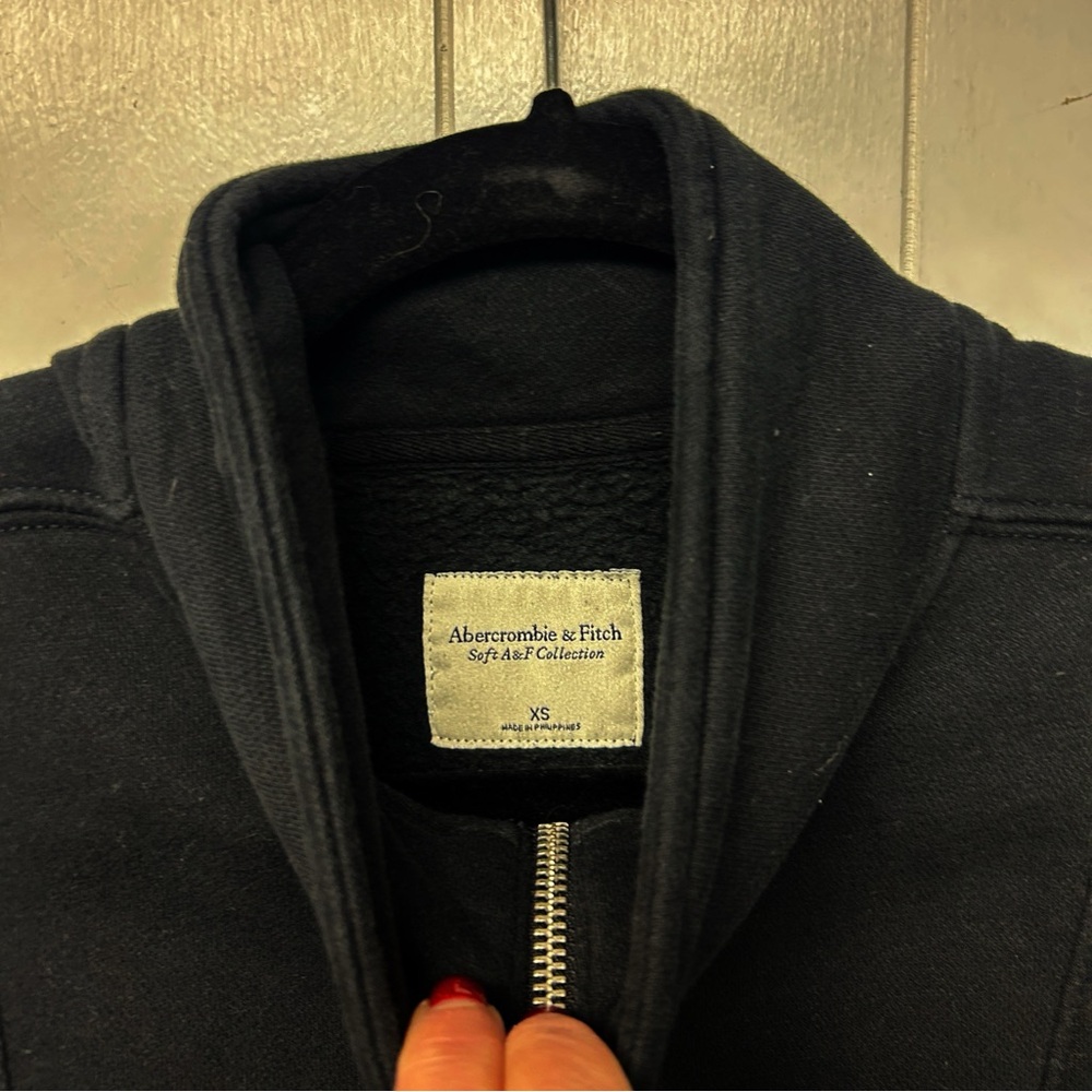 Abercrombie & Fitch Soft AF Black 3/4 Zip Mock Next Sweatshirt Extra Small - Picture 4 of 4
